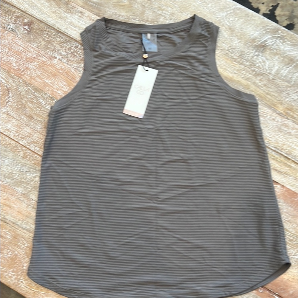 CALIA Gray Tank Top with Relaxed Fit and Rounded Neckline